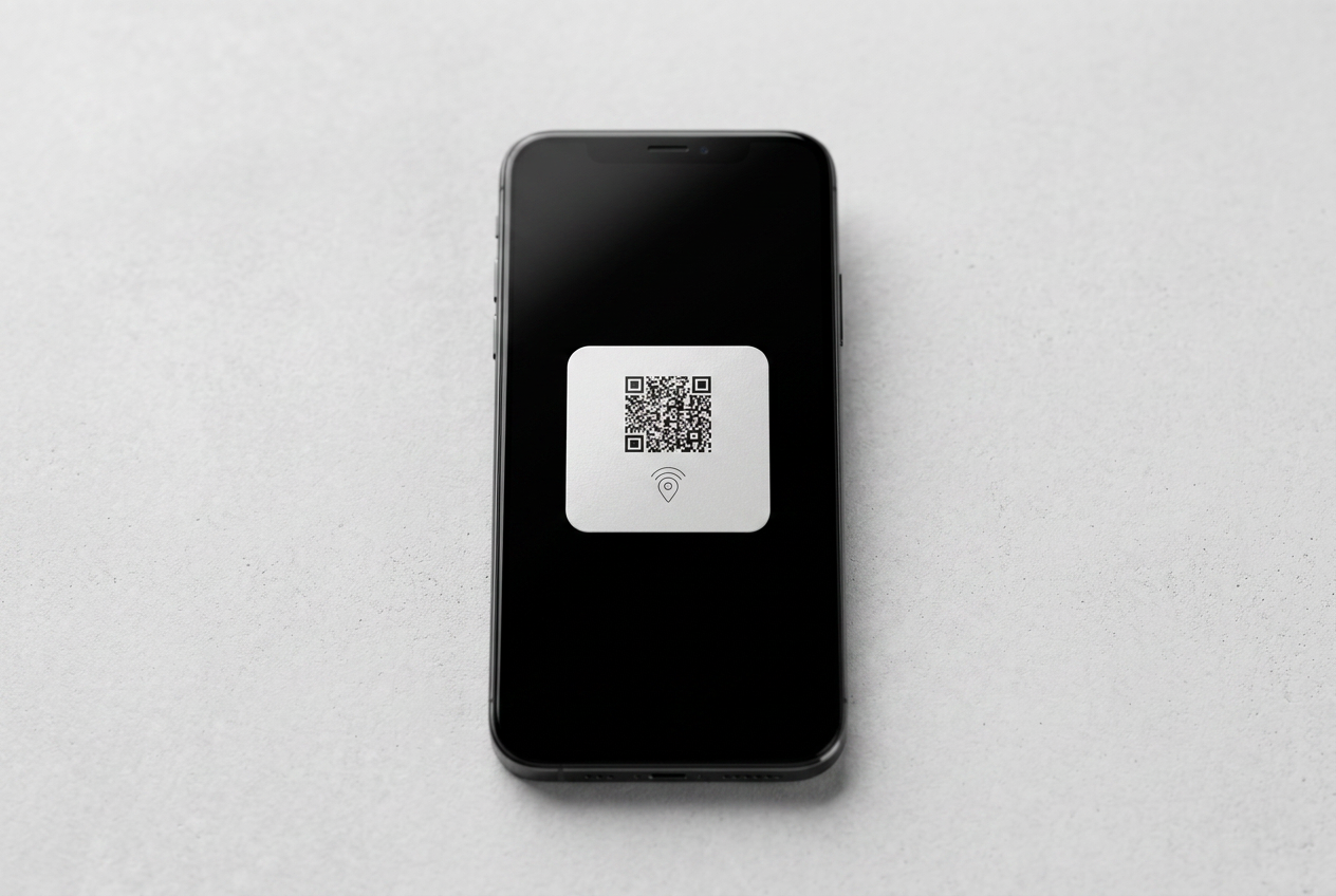 FindTag GPS sticker applied to electronics