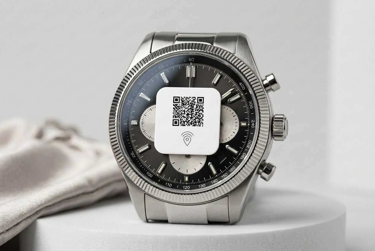 FindTag GPS sticker applied to luxury watches